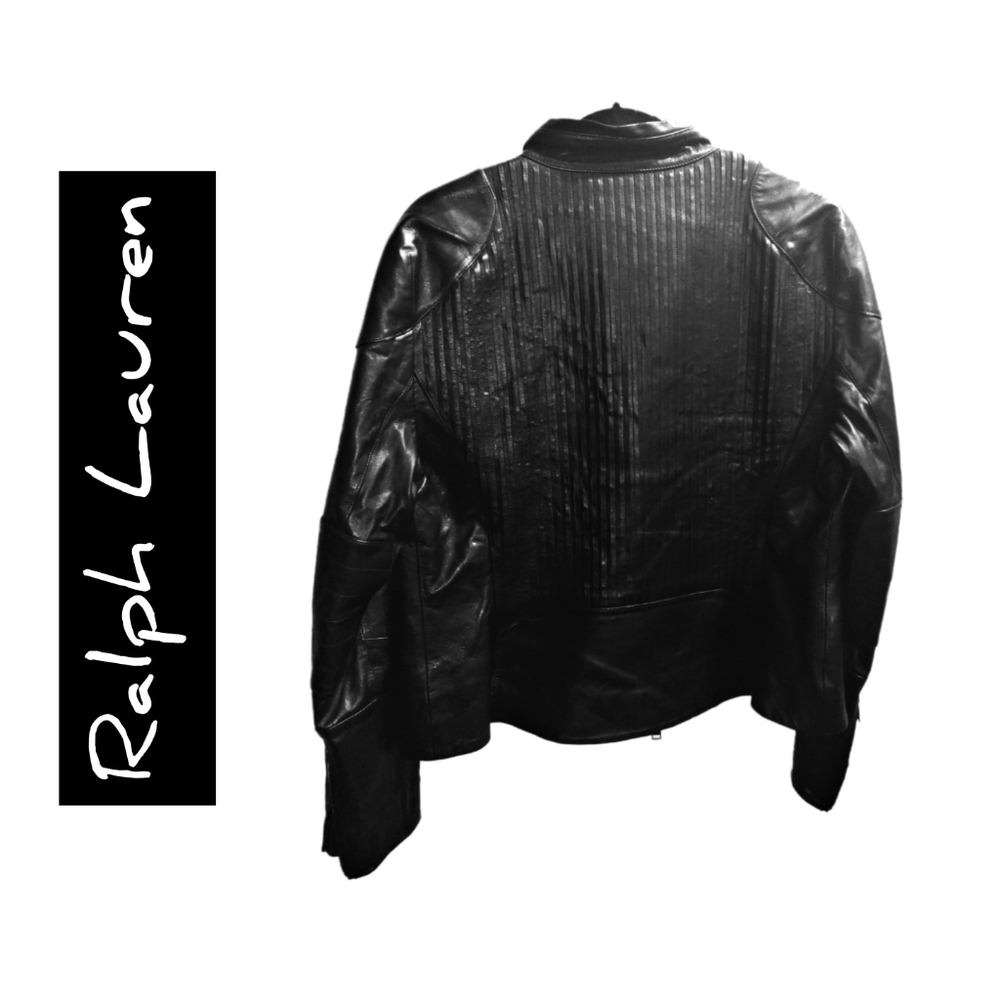 Ralph Lauren Black Moto Leather Jacket - Picture 2 of 4